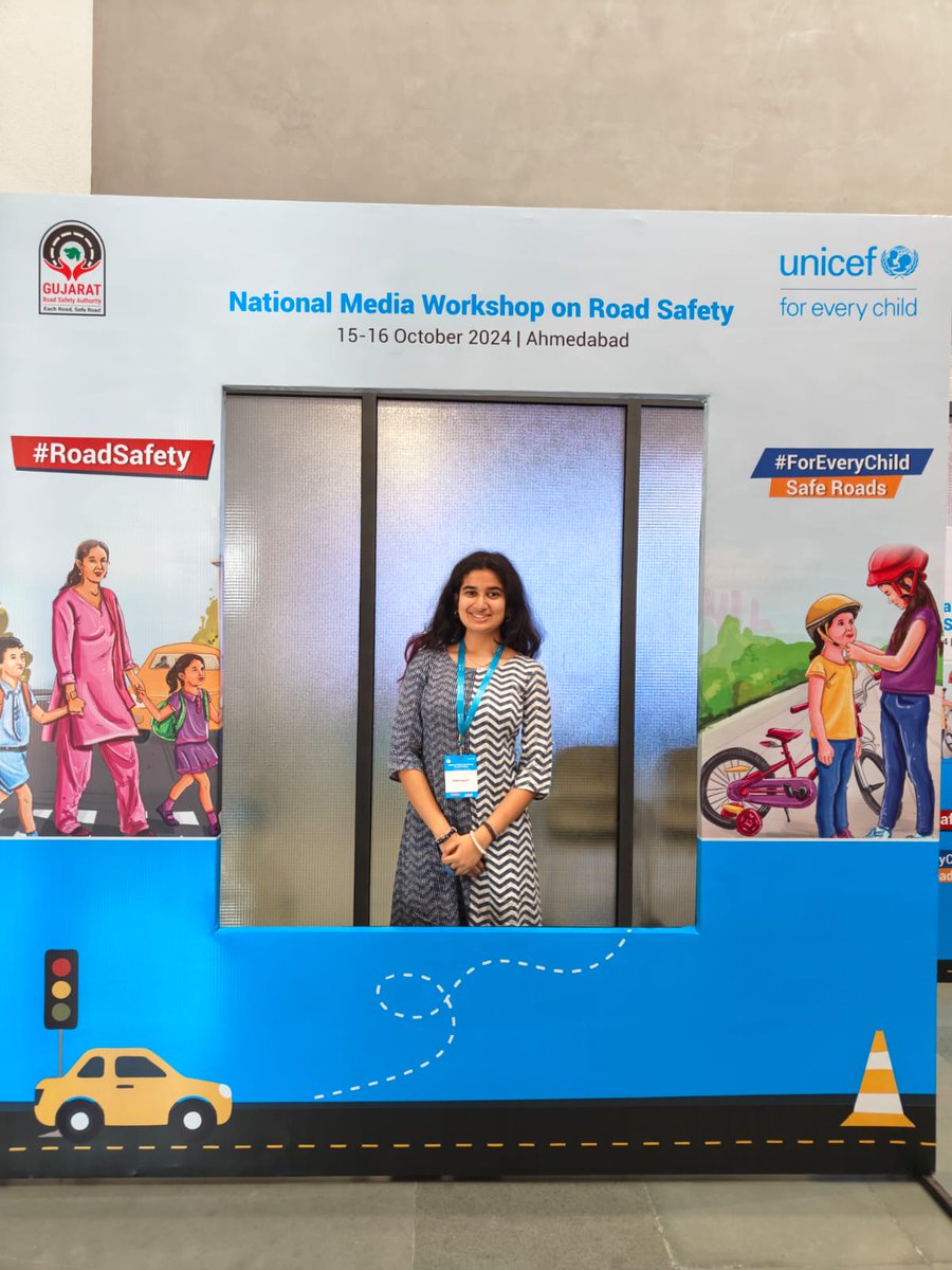 AviraBhatt's tweet photo. Great day at the @UNICEF India Road Safety Workshop in Gandhinagar! 

I shared my thoughts on engaging youth and learned so much from experts and media pros across India. We must unite for safer roads! 🚦

It's back to school today! 😊

#RoadSafety #ForEveryChild #YouthAdvocate https://t.co/FgXaFVZczz