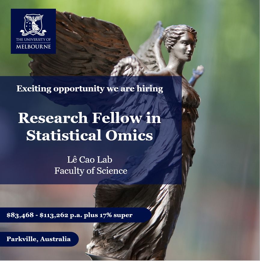 We are hiring a postdoctoral fellow in my group to develop innovative methods for omics data integration and be part of the mixOmics team! @melbIntGen @scimelb
2-yr opportunity, apply before Nov 3rd: lnkd.in/g6_G7VCE

#unimelb #nowhiring #Statistics  #omics