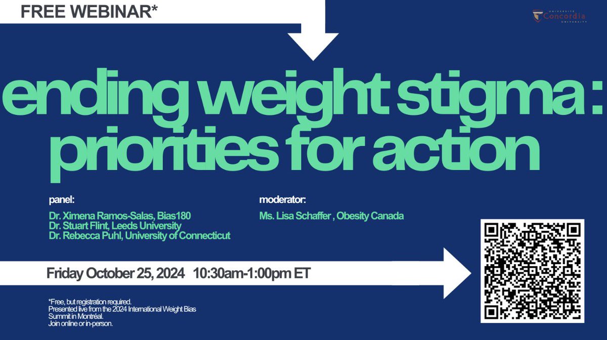 Angela Alberga (@dralberga) on Twitter photo We are hosting the 2024 International Weight Bias Summit in Montreal <a href="/Concordia/">Concordia University</a> & one of the discussions will be livestreamed in hopes of including more perspectives on weight bias research priorities. Please join us in person or virtually!! & share widely with your networks! We are hosting the 2024 International Weight Bias Summit in Montreal <a href="/Concordia/">Concordia University</a> & one of the discussions will be livestreamed in hopes of including more perspectives on weight bias research priorities. Please join us in person or virtually!! & share widely with your networks!