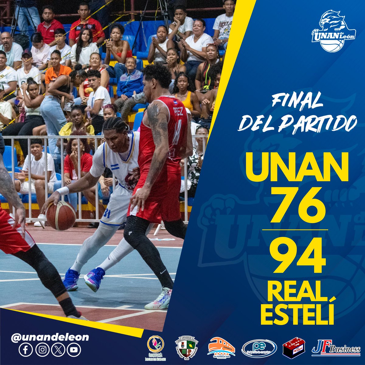 🏀 Finaliza el Partido 🦁

⛹️‍♂️ ¡Vamos UNAN! 🦁

 #UNANdeLeón 🦁
 #LSB2024 🏀 
#OrgullosamenteUNANLeón ⛹️‍♂️