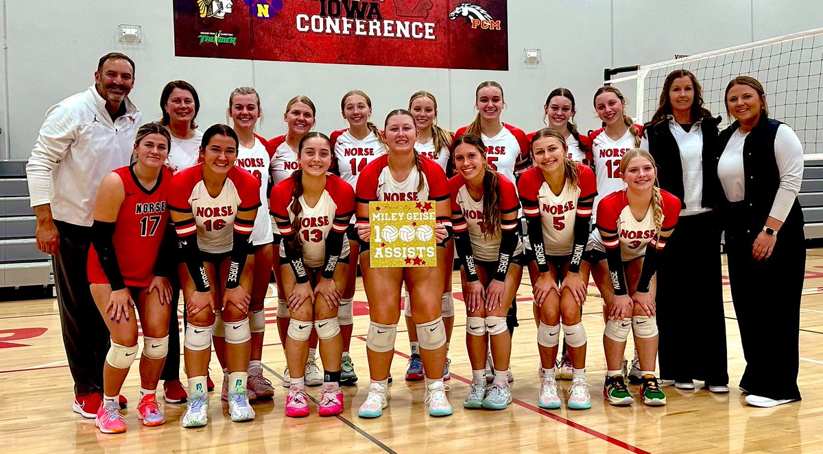 RSVB (@rsvb_volleyball) on Twitter photo ⭐️ 1,000 assists ⭐️
Congrats to sophomore setter Miley Geise for getting her 1,000th career assist Monday night.
<a href="/IGHSAU/">IGHSAU</a> <a href="/miley_geise/">Miley Geise</a> <a href="/RSNorseScores/">Roland Story Sports Scores</a> <a href="/RS_Norsemen/">Norsemen Athletics</a> <a href="/RS_ThorsDen/">Thor's Den</a> ⭐️ 1,000 assists ⭐️
Congrats to sophomore setter Miley Geise for getting her 1,000th career assist Monday night.
<a href="/IGHSAU/">IGHSAU</a> <a href="/miley_geise/">Miley Geise</a> <a href="/RSNorseScores/">Roland Story Sports Scores</a> <a href="/RS_Norsemen/">Norsemen Athletics</a> <a href="/RS_ThorsDen/">Thor's Den</a>