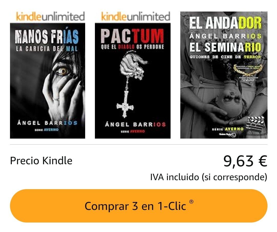 arbarrios20's tweet photo. @reyesraul1974 Buenos días. Gracias, señor Reyes.
Pues tengo que recomendar
MANOS FRÍAS y PACTUM, de la Serie AVERNO.
https://t.co/wq6J7RapzR
Llevan meses en los primeros puestos, provocando escalofríos a los lectores.
Están en #KindleUnlimited
#Halloween #librosterror https://t.co/WJTplntRV5