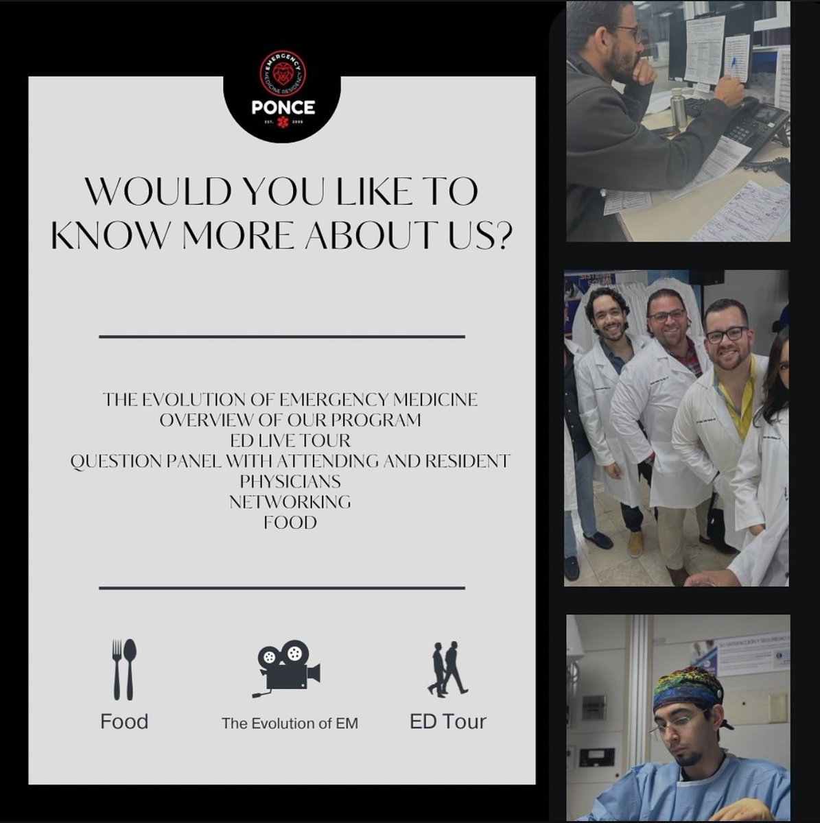 em_cmesl's tweet photo. Join Us in our Open House this week!
Do you want to know more about EM? Are you interested in learning about the opportunities that our program has to
offer? Join us this Friday! #ponceem #emergencymedicine #emergencymedicineresidency https://t.co/EyfiyxWxfS
