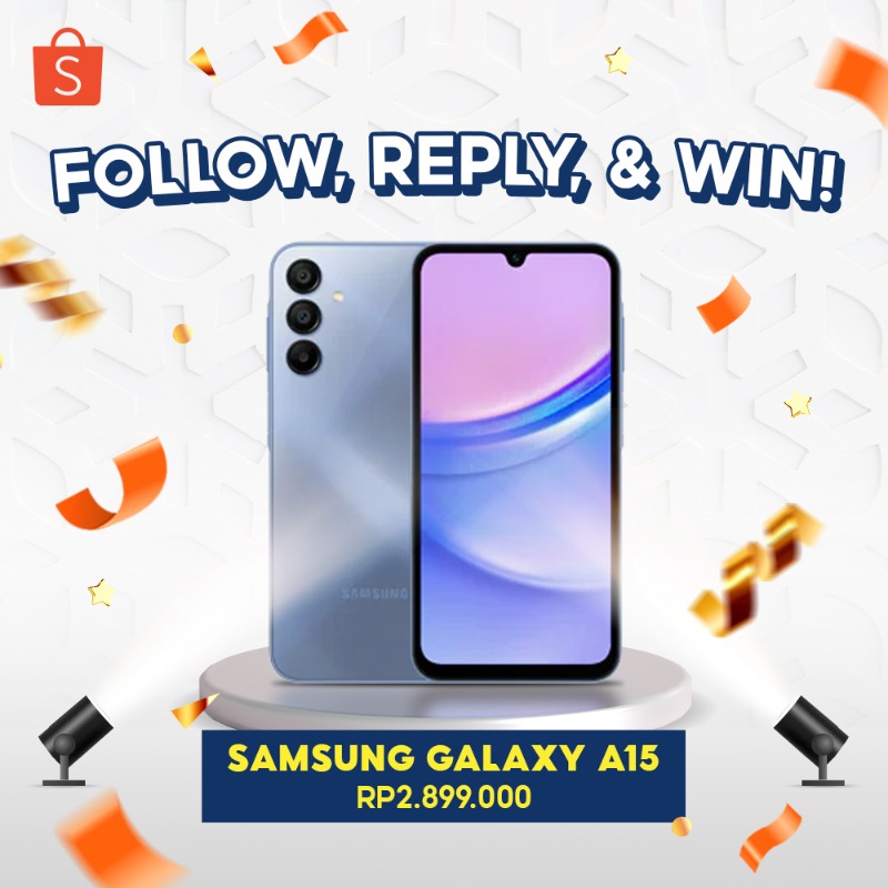 ShopeeID's tweet photo. ✨ GIVEAWAY SAMSUNG GALAXY A15 ✨

Hari ini ada Samsung Galaxy A15 senilai 2,8JT++. Mau?

Caranya:
- FOLLOW @ShopeeID
- RT tweet ini
- KLIK banner di bawah ini
- REPLY sejak kapan kamu pakai Shopee dan apa promo favorit kamu?

GOOD LUCK 💗