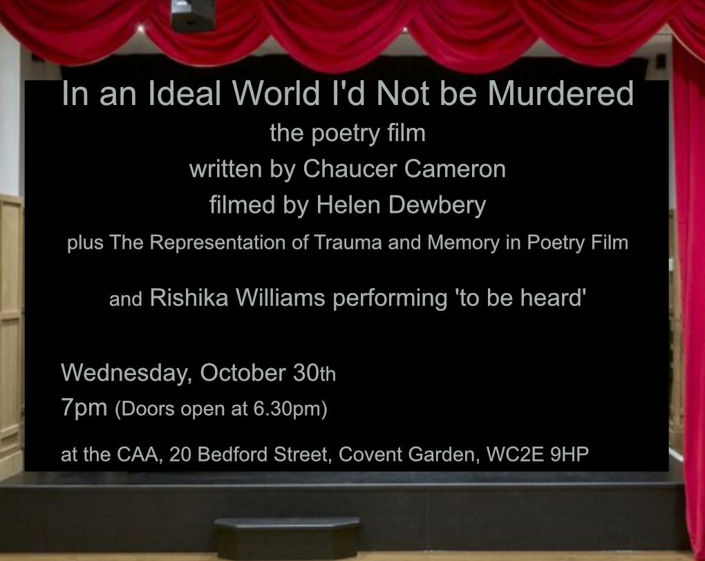 If you're in London on October 30th we would love to see you!
Tkts eventbrite.co.uk/e/1013666914027
with me, <a href="/ChaucerCameron/">Chaucer🇺🇦</a> and Rishika Williams #poetry #poetryfilm #videopoetry #filmpoetry