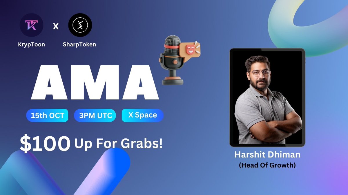 Kryp_Toon's tweet image. 👋Hey, guess what? We&apos;re gonna have an X Space AMA with #SharpToken! It&apos;s gonna be awesome!

🗓 Date: Oct 15th at 3:00 PM (UTC)

📍 Venue: 

💰 Prize Pool: $100

1️⃣ Follow @SharpEconomy !
2️⃣ Ask questions on X!
3️⃣ Like &amp;amp; RT