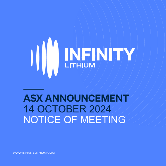 Infinity Lithium (@infinitylithium) on Twitter photo <a href="/InfinityLithium/">Infinity Lithium</a> is pleased to provide details of its Annual General Meeting for shareholders on 14 November 2024. Please see the link for details.
bit.ly/4hiEaUv <a href="/InfinityLithium/">Infinity Lithium</a> is pleased to provide details of its Annual General Meeting for shareholders on 14 November 2024. Please see the link for details.
bit.ly/4hiEaUv