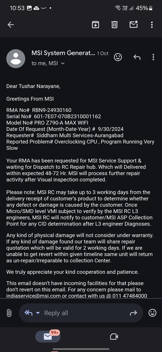 narayane1111's tweet photo. @msigaming @msiUSA @msitweets @jagograhakjago 
Do not buy any product of MSI company, the service is so poor that it has been 15 days and still they have not given me my motherboard, all my work has stopped. I have never seen a rubbish company like MSi https://t.co/JlMm9pDY7M