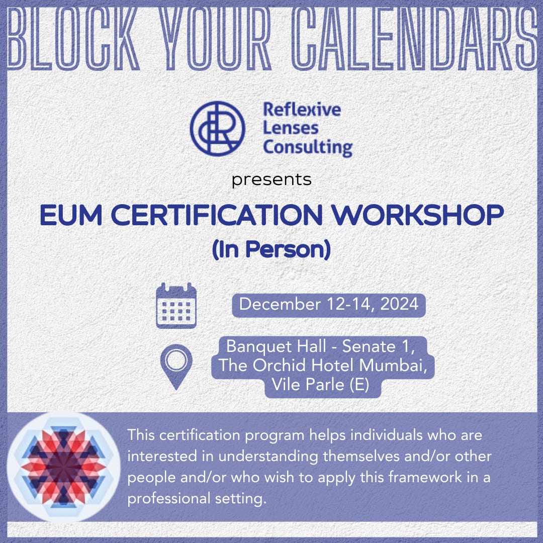 eumlens's tweet image. ✨Announcing the in-person EUM Certification Workshop. ✨

To read the brochure and to register:
Brochure - shorturl.at/Wsleo
Registration link shorturl.at/L0wad

#eumlens, #eumresearch, #eum, #testimonials, #ashokmalhotra, #eumreflections, #eumworkshop, #coaching
