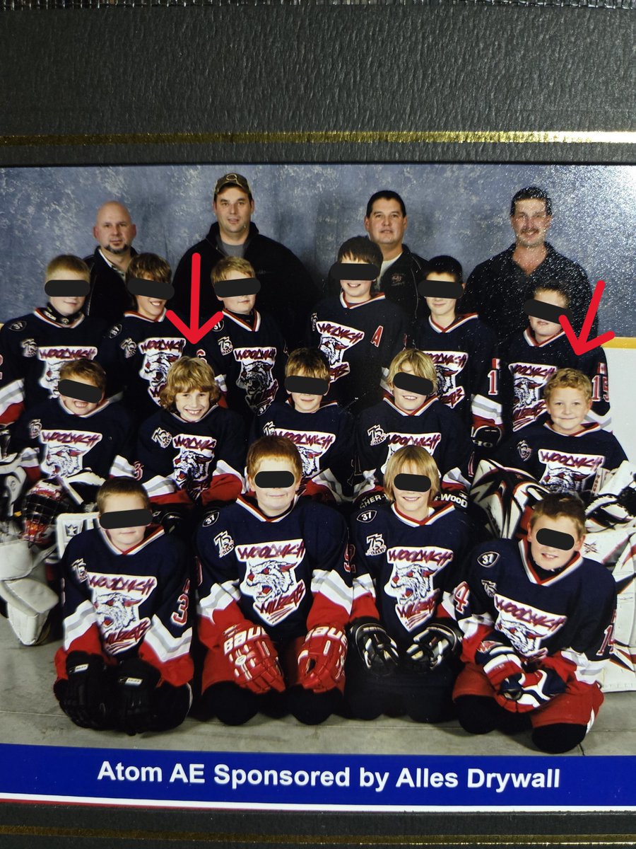 EarlSchwartz27's tweet photo. My mom was going through some old photos and found this team picture from when I was around 10. While we weren't elite players, it is cool to think 2 of us are working for NHL teams now.

In the middle row is myself (Canes) 2nd from left, and @CMhockey66 (Penguins) far right. https://t.co/zVWJnwcnpx
