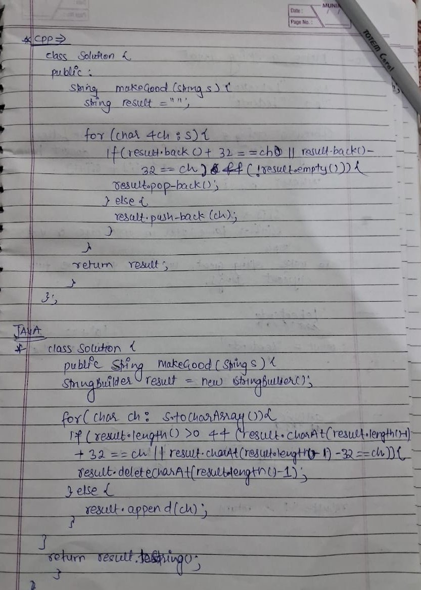 It's not what we do once in a while that shapes our lives, but what we do consistently." 💡
Today marks Day 2 of my journey with string problems
1️⃣ Check if Two Strings are Equivalent:
2️⃣ Make the String Great:
#coding #learning #strings #problemsolving #consistency #DSA