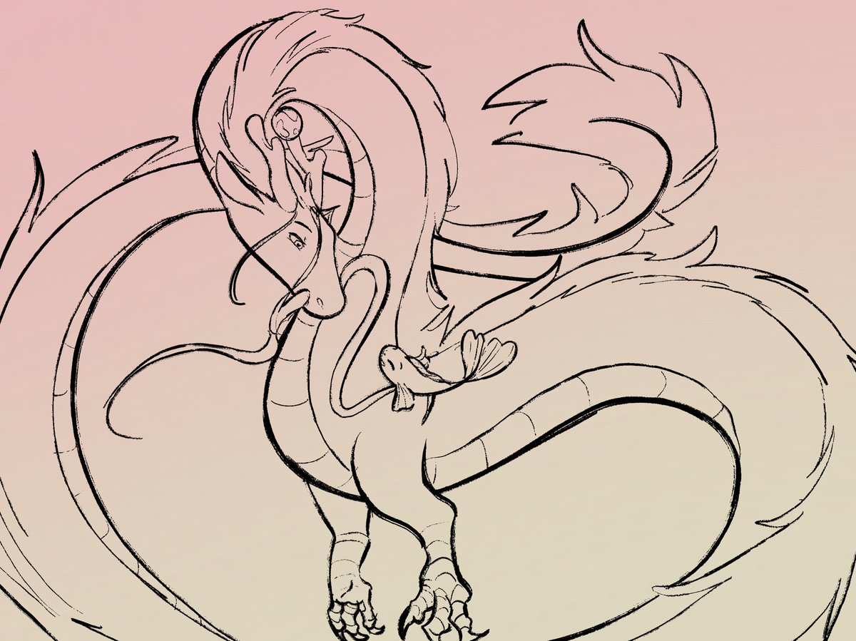 BreadFalling's tweet image. Day 13: mythical creatures 
#dtppf dragon and his carp spirt