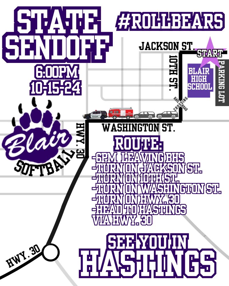 BlairBearSB (@blairbearsb1) on Twitter photo 📢 Hey Bear Fans! We hope to SEE and HEAR you on our way out of town to Hastings Tuesday night! 🚌 🥎 💜
#loudandproud
#gobears
#daybyday
<a href="/EntPubSports/">Washington County Enterprise Sports</a>
<a href="/BHSBlair/">Blair High School</a>
<a href="/BlairSchools/">Blair Schools</a> 📢 Hey Bear Fans! We hope to SEE and HEAR you on our way out of town to Hastings Tuesday night! 🚌 🥎 💜
#loudandproud
#gobears
#daybyday
<a href="/EntPubSports/">Washington County Enterprise Sports</a>
<a href="/BHSBlair/">Blair High School</a>
<a href="/BlairSchools/">Blair Schools</a>