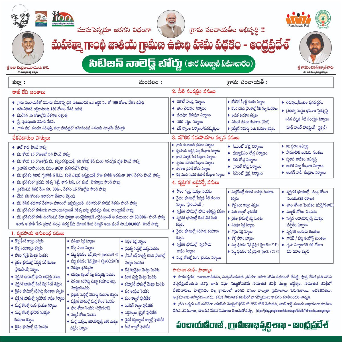 sreekanth324's tweet image. మన రాష్ట్రం లో ఉన్న ప్రతి పంచాయతీ ఆఫీస్ దగ్గర  “CITIZEN KNOWLEDGE BOARD”టెంప్లేట్ ని పెడతారు కవునా తమ గ్రామ పరిదిలో జరిగే అభివృద్ధి పనులు తెలుసుకోగలరు . ✅

@PawanKalyan  @mvrkteja 🙌💥