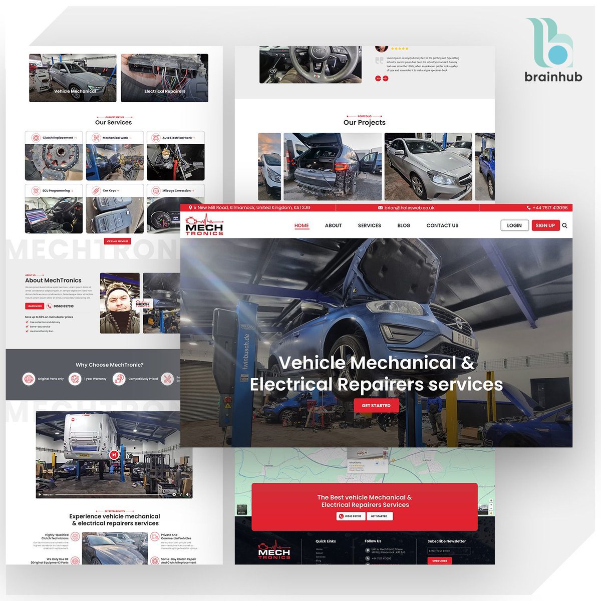 BrainHub87's tweet photo. 🚗 We crafted this sleek and informative website,specializing in vehicle mechanical and electrical repairs. Love the bold visuals and clear call-to-action! 

#webdesign #automotive #brainhub https://t.co/wdakLXQgiM