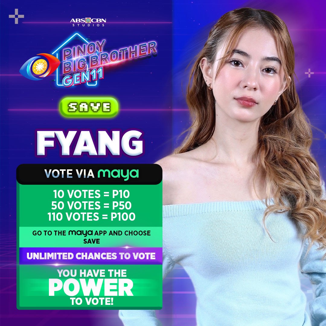 PBBabscbn's tweet photo. Isa ba si Fyang, ang Anakabogerang Influencer ng Mandaluyong, sa BIG 4 mo? 🤩

Unlimited chances to vote is open! 🔥

1. Go to Maya and tap the PBB icon.
2. Select the Housemate to Save.
3. Confirm your vote!

#PBBGen11RaceToBIG4 https://t.co/RRMalDSpEK