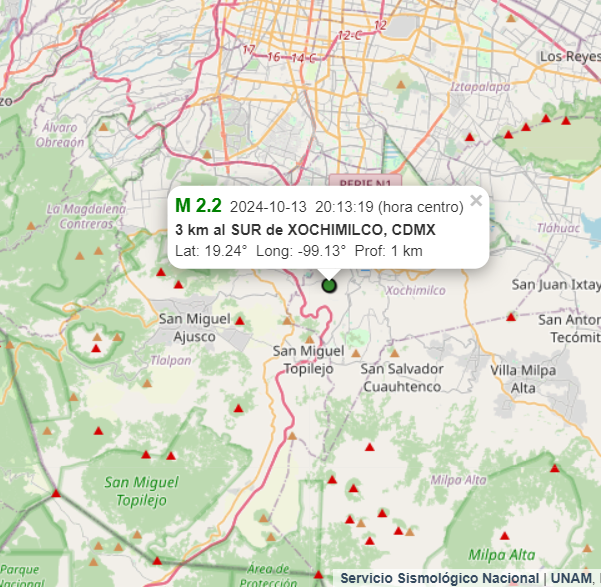 AlMaXx8017's tweet photo. Vale. #Sismo [#microsismo] geo-normal.

Eset #temblor M=2.2 con epicentro al norte de #SanMiguelTopilejo y con percepción corta en #Tlalpan y #Xochimilco tiene un foco muy superficial [⏬1km de prof] se trata de un evento tipo cortical (piel de la placa Norteamericana).

La microcomplejidad del Valle de México se adjudica al origen de estos microsismos como el reciente, los de Mixocac, Nápoles, Barranca del Muerto, etc; en este caso actual, se asocia hipotéticamente al reajuste pequeño de esfuerzos que están orientados en el sistema de fallas Aztlán - Xochimilco, paralelamente alineados con el campo volcánico Chichinautzin.