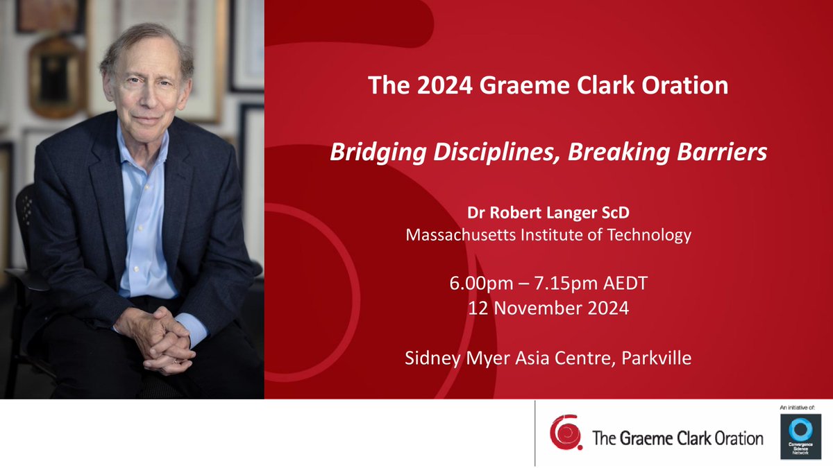 Excited to announce #RobertLanger <a href="/MIT/">Massachusetts Institute of Technology (MIT)</a> will deliver the 2024 @GCO on 12 November.  Prolific, #researcher, #inventor, #entrepreneur.  Limited seating, free event bit.ly/2024GCO @Conversci #bioengineering #therapeutics #innovation #EdisonofMedicine