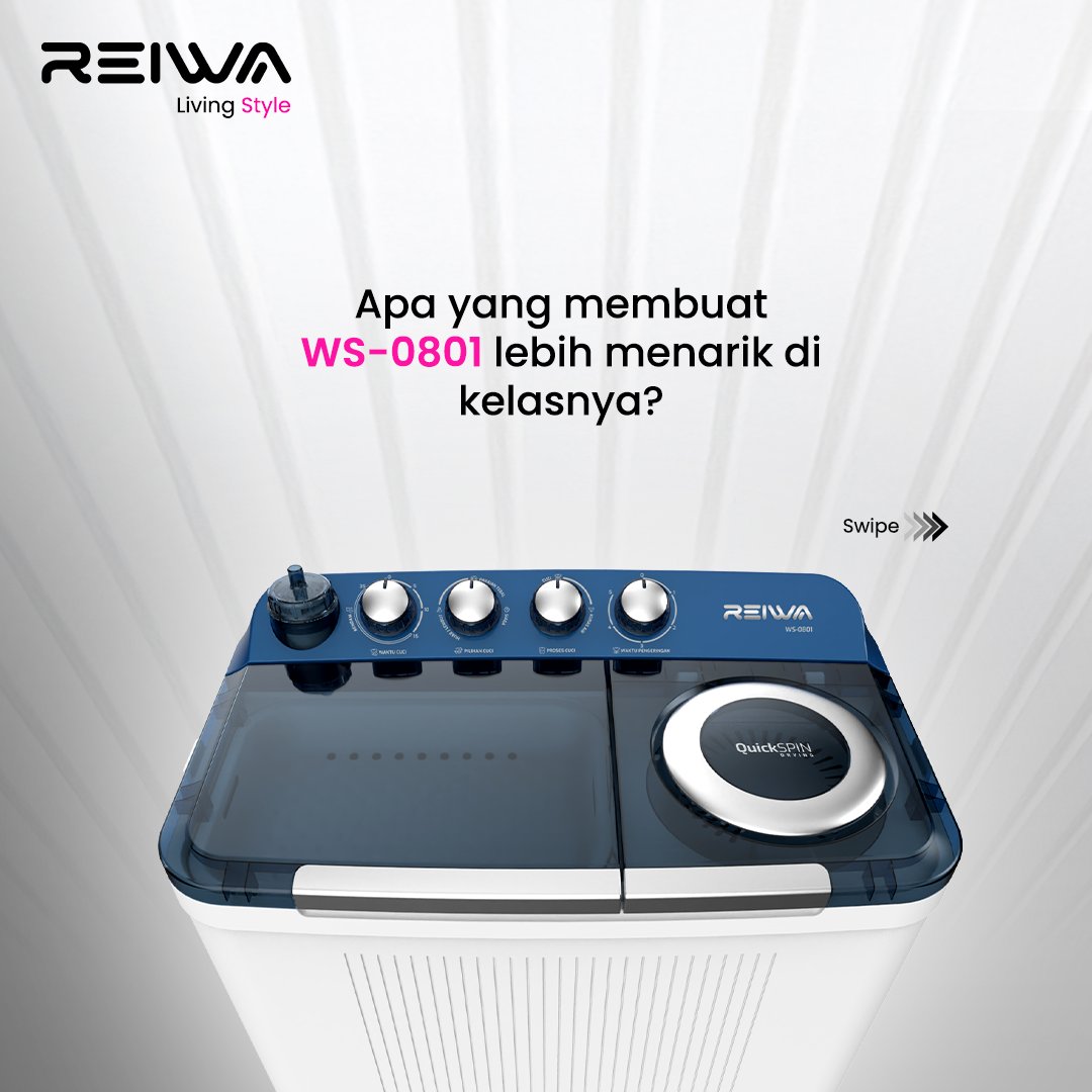reiwa_id's tweet photo. Mesin cuci REIWA WS-0801 tak hanya bikin pakaian bersih maksimal, tapi juga bikin ruangan makin estetik dan stylish.

Yuk, check out sekarang!

#Reiwa #LivingStyle #homeappliances #lifestyle #ReiwaNewEra #NewEraAppliances #mesincuci #washingmachine #mesincucimurah #twintub #washingmachines
