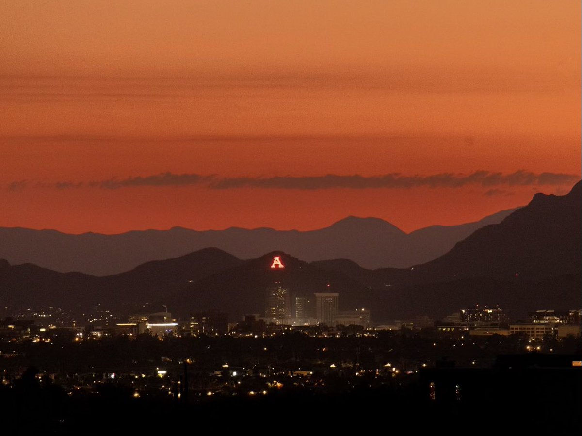 ‘A’ mountain is officially glowing. Happy Homecoming wildcats! 🌅❤️