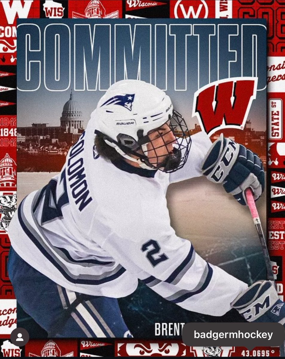 Congratulations to our very own B. Solomon on committing to the University of Wisconsin Badgers in the Big Ten!! 🏒🎉👏
#cphsrebelsboyshockey #rebelshockey #GoRebels #OnWisconsin