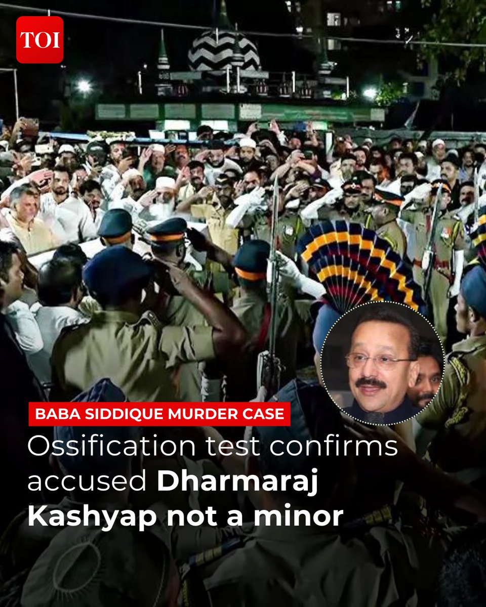 timesofindia's tweet image. #BabaSiddique murder case | Ossification test confirms accused Dharmaraj Kashyap is not minor; sent to police custody 

Know what is ossification test and why court ordered it for second accused 🔗 toi.in/VP0QDa