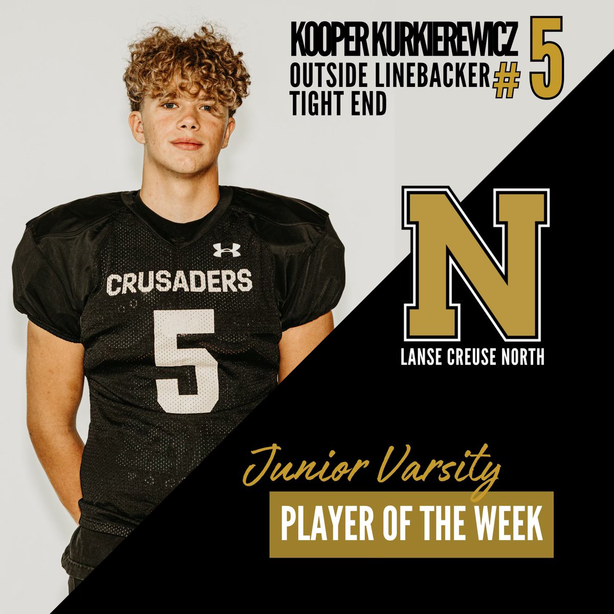 L'Anse Creuse North Football (@lcn_fb) on Twitter photo JV Player of the week.
Kooper Kurkierewicz
Kooper had an outstanding game defensively with multiple tackles and pass breakups, also step in on offense and helped the team move the ball down the fieldGreat job Coach Sonny and <a href="/clw8585/">Carey Wolschleger</a> <a href="/Kooperkurk/">Kooper Kurkierewicz</a> <a href="/PHDLineCoach/">Coach Garland</a> JV Player of the week.
Kooper Kurkierewicz
Kooper had an outstanding game defensively with multiple tackles and pass breakups, also step in on offense and helped the team move the ball down the fieldGreat job Coach Sonny and <a href="/clw8585/">Carey Wolschleger</a> <a href="/Kooperkurk/">Kooper Kurkierewicz</a> <a href="/PHDLineCoach/">Coach Garland</a>