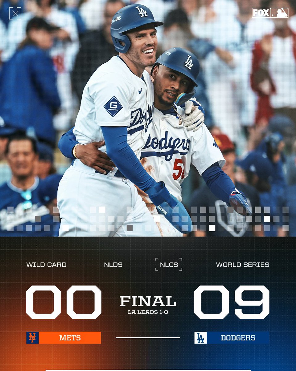 MLBONFOX's tweet photo. The @Dodgers could do no wrong tonight as they shut out the Mets to take Game 1 of the NLCS! https://t.co/t09IeUUbkO