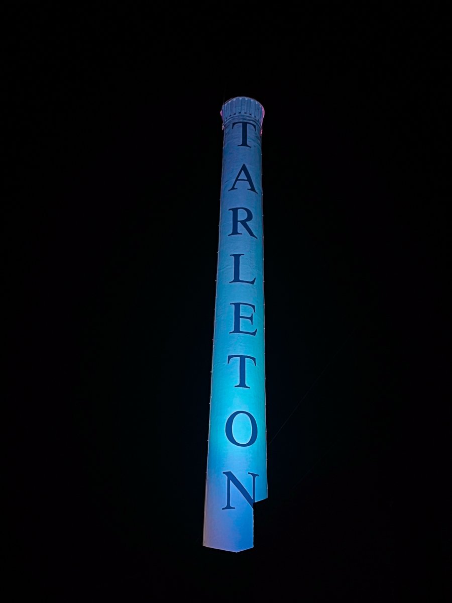 TarletonState's tweet image. In honor of #LightUpMBC, the Smokestack and buildings around campus are lit up with green, pink and teal lights for metastatic breast cancer awareness day! 

#TarletonState #BleedPurple #Tarleton125