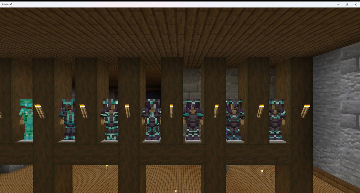 freezeblueberry's tweet photo. I finally collected all the Netherite armors in all diamonds armor trims in my Realm server. 
Btw, I love the Amethyst one ❤️

#Minecraft #MinecraftServer #Minecraftcollection #Vtuber #新人Vtuber https://t.co/2Ez8nBsqKL
