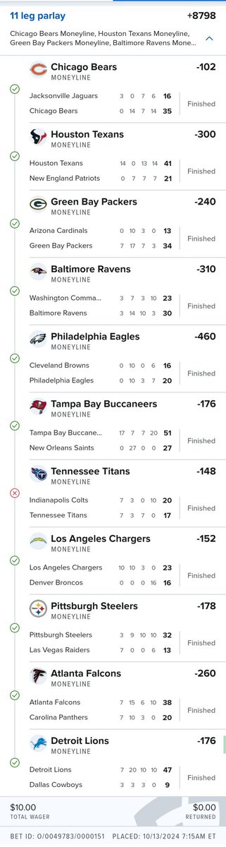 juandv21's tweet photo. When you miss an 11 leg parlay by one...😤 https://t.co/fAak5iocCG