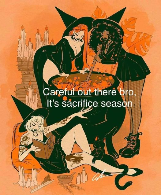 marixapanda's tweet photo. Sacrifice season! #ThreadCarefully 🤣🎃🧙♀️🧹🩸 https://t.co/peQZ063GwC
