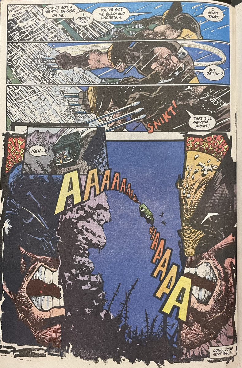 More Sam Kieth Wolverine. The texturing on Kieth’s figures is wild 

Phenomenal