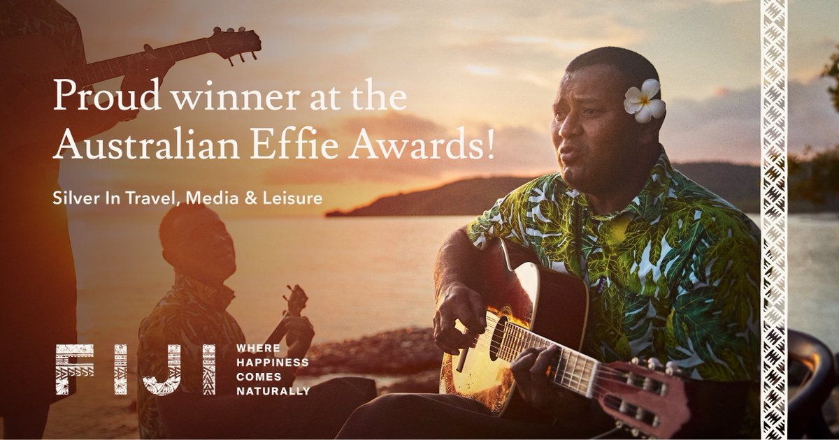 Tourism Fiji is proud to have received a Silver Award at the Australian Effie Awards in the Travel, Media, and Leisure category for our ‘Where Happiness Comes Naturally’ brand campaign - the only winner in its category!
 Vinaka to everyone who has been part of our brand journey!