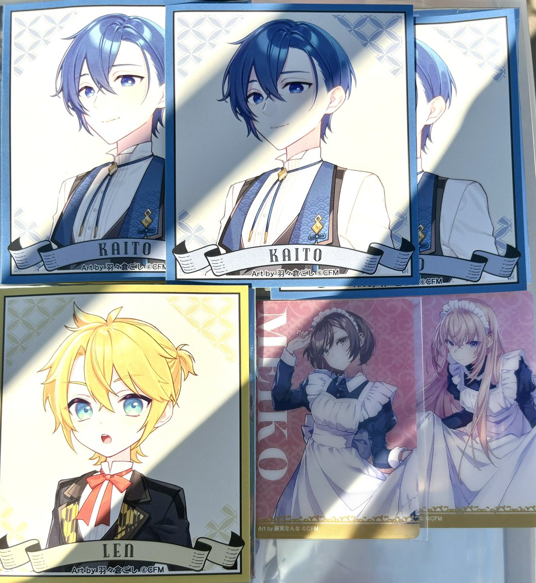 交換/譲渡　初音ミク　マジカルミライ  movic ムービック　ショコラクッキー　紅茶缶

出　ステッカー: KAITO 鏡音レン　
クリアカード:巡音ルカ　MEIKO

求　同種ミク

ステッカー⇄クリアカード可能
KAITOステッカーのみ1点お菓子付きで定価譲渡可能
本日会場周辺での手渡し