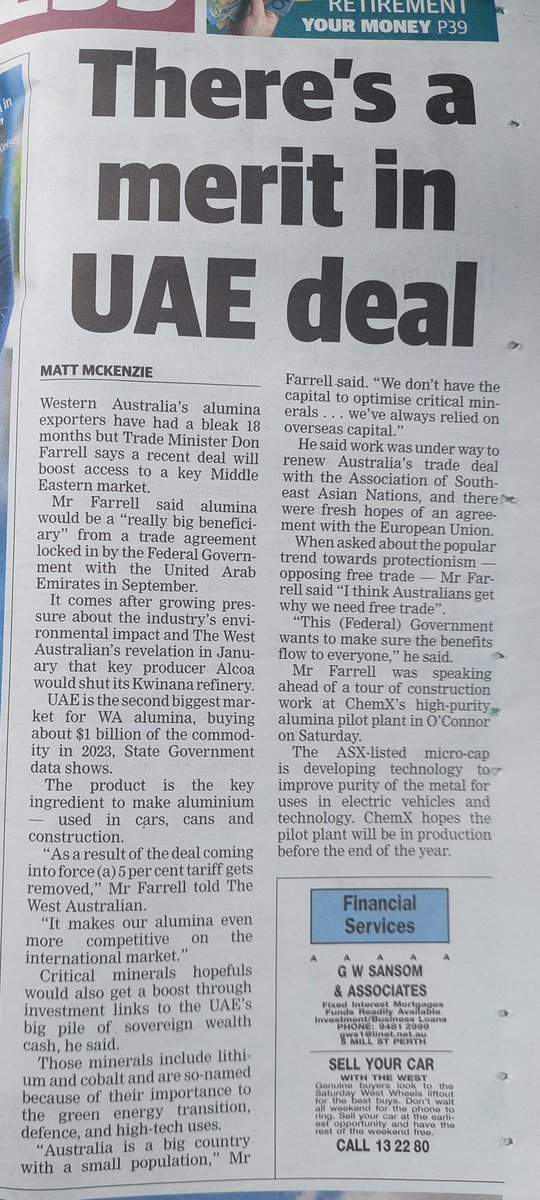 $CMX UAE deal removes 5% tariff on WA alumina! ChemX’s high-purity alumina pilot plant is set to drive EV and tech growth.

 #Alumina #CriticalMinerals #ASX #ChemX