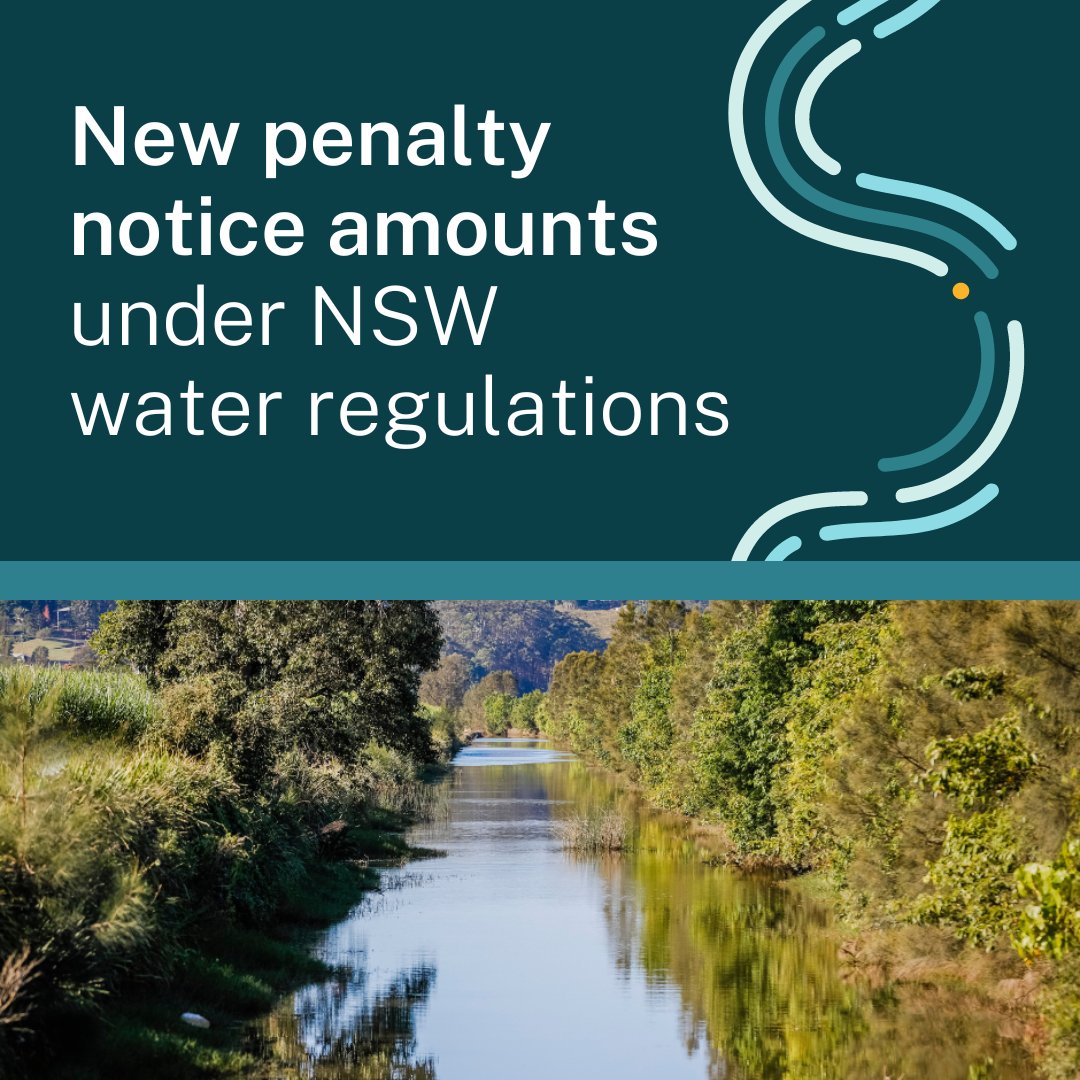 NRAR's tweet image. The NSW Government has announced significant changes to the penalty notice amounts for water users who break the rules.

Penalties for serious offences have increased from:
◾ $750 to $7,700 for individuals
◾ $1,500 to $15,400 for corporations

See more: bit.ly/400aSn5