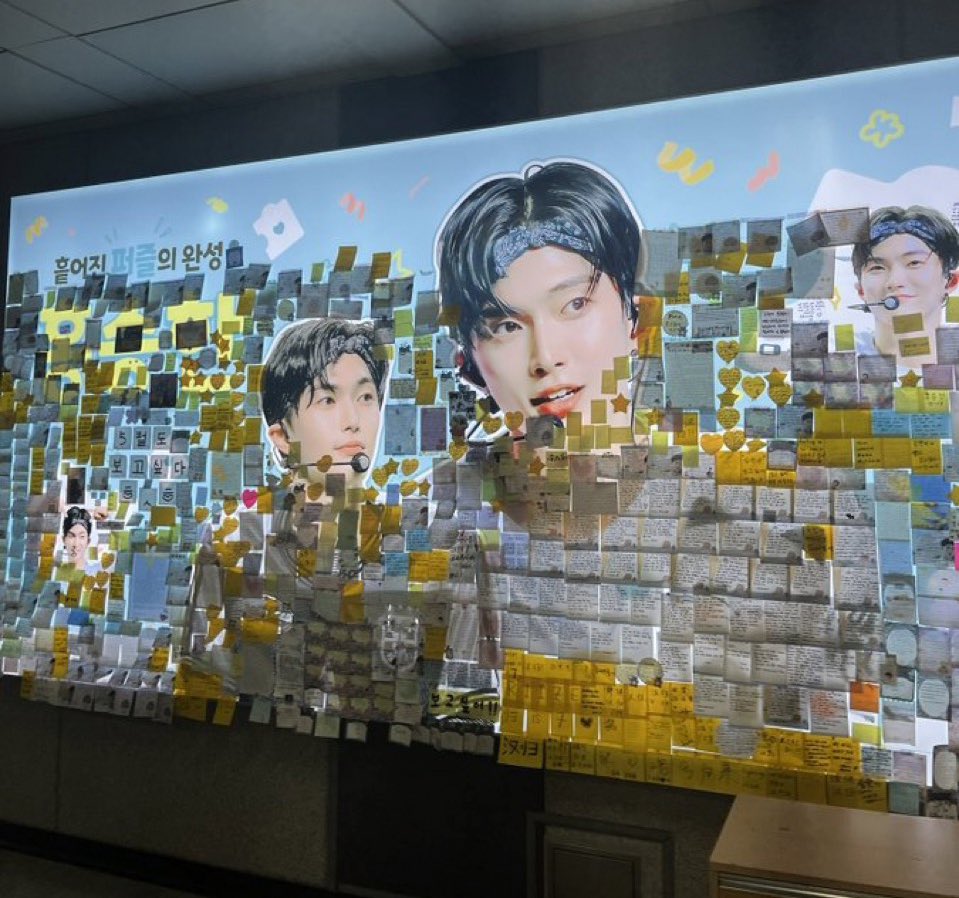 after seeing the death wreaths he went to subway station to see his support ads which fills with love letters from fans that have been up for months ;((