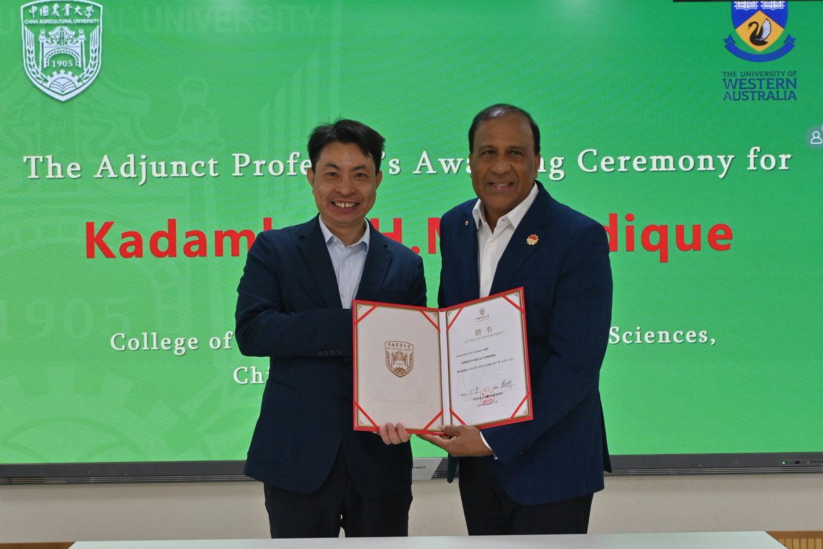 Kadambot Siddique (@kadambots) on Twitter photo I am humbled and honoured to receive Adjunct Professorship this morning from China Agricultural Unversity (CAU), Beijing. Thanks to Professors Lixing Yuan, Fusuo Zhang and Wenfeng Cong for awarding the Adjunct Professorship. <a href="/IOA_UWA/">The UWA Institute of Agriculture</a> <a href="/UWAresearch/">UWA Research</a> I am humbled and honoured to receive Adjunct Professorship this morning from China Agricultural Unversity (CAU), Beijing. Thanks to Professors Lixing Yuan, Fusuo Zhang and Wenfeng Cong for awarding the Adjunct Professorship. <a href="/IOA_UWA/">The UWA Institute of Agriculture</a> <a href="/UWAresearch/">UWA Research</a>