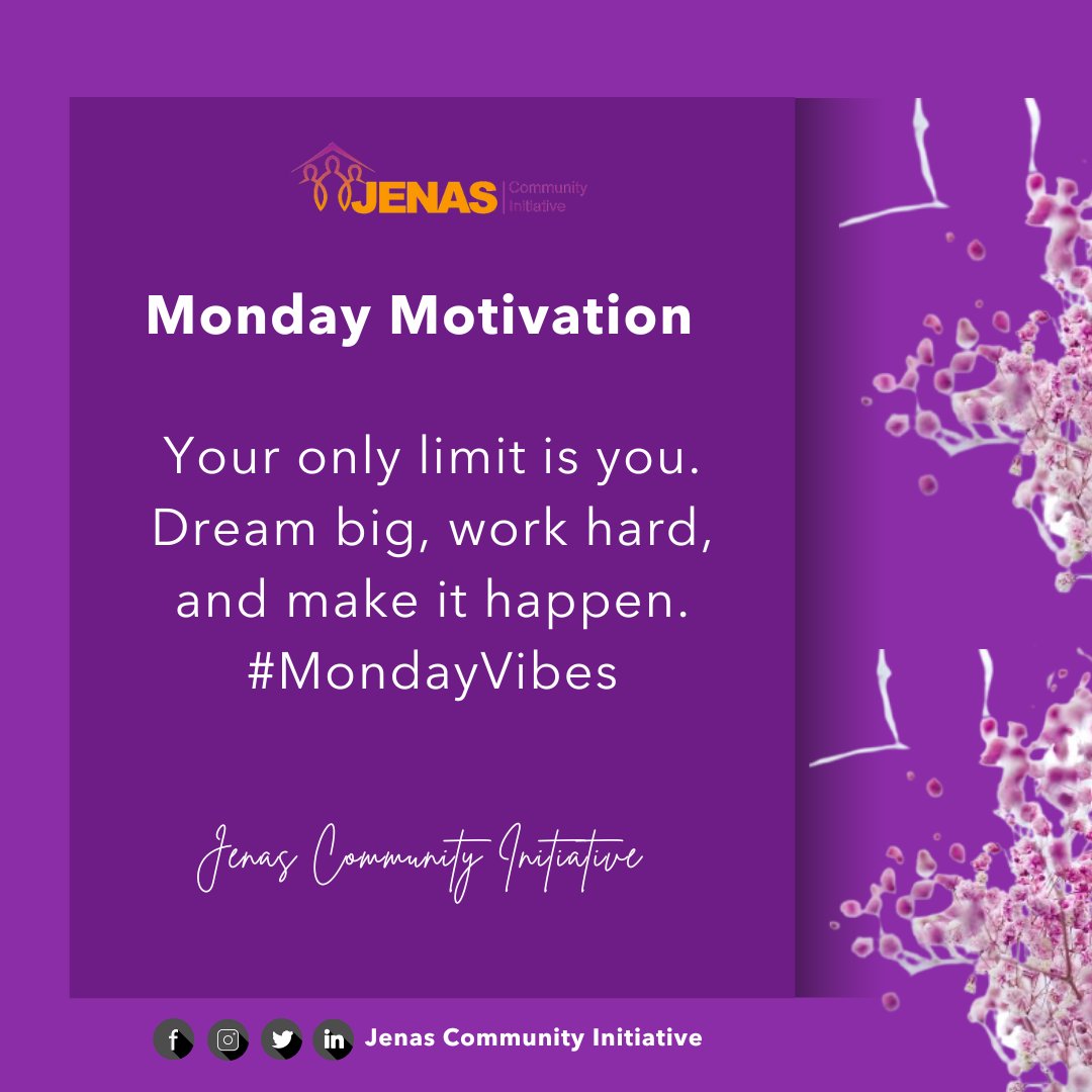 JenasCommunity's tweet image. Your only limit is you!
#MondayMotivation
#JenasCBO
#ReachOut&amp;amp;TouchaSoul