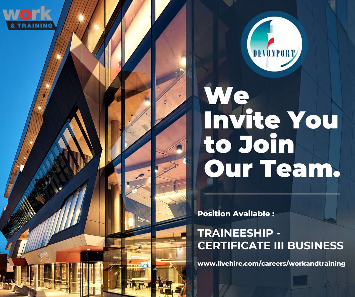 Kickstart your career in admin with a full-time traineeship at Devonport City Council! Gain a Certificate III in Business, hands-on experience, and valuable skills in customer service. Apply by 31 October 2024. livehire.com/careers/workan…