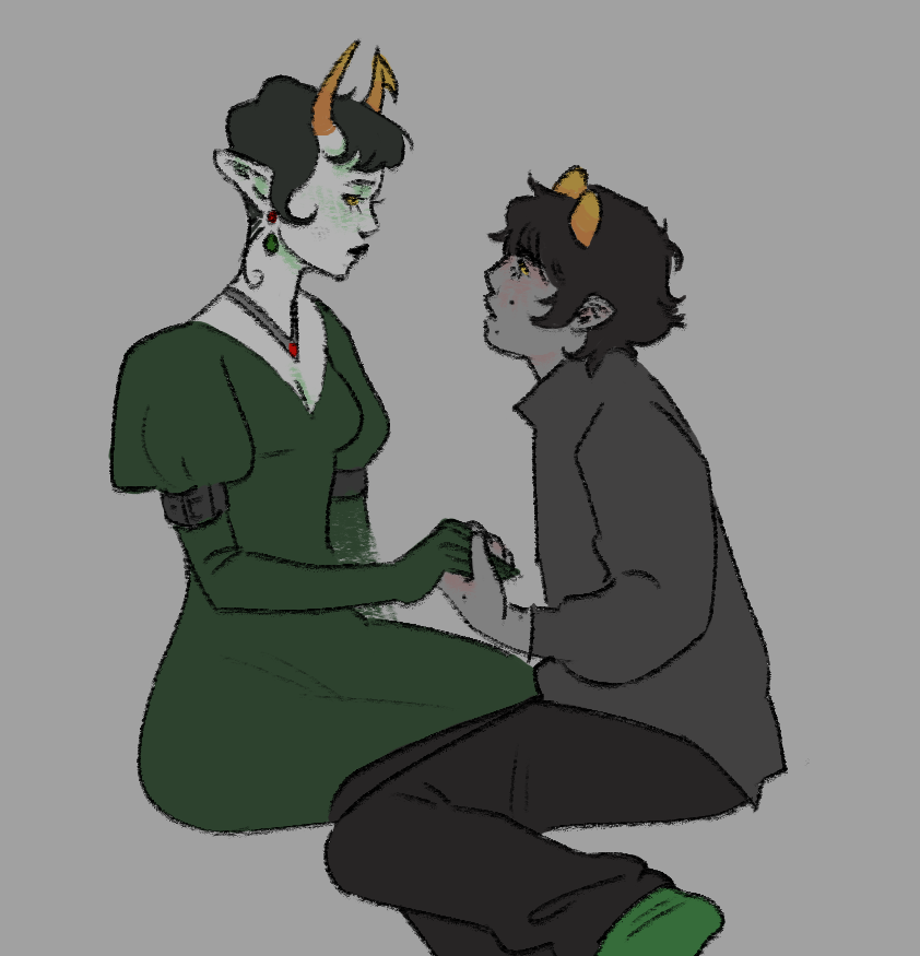 _tenguoni's tweet photo. was talking about besties w/ @ timeforclownz a few days ago &amp; drew them quickly ^^
#homestuck #kanayamaryam #karkatvantas https://t.co/afMijZvIIX