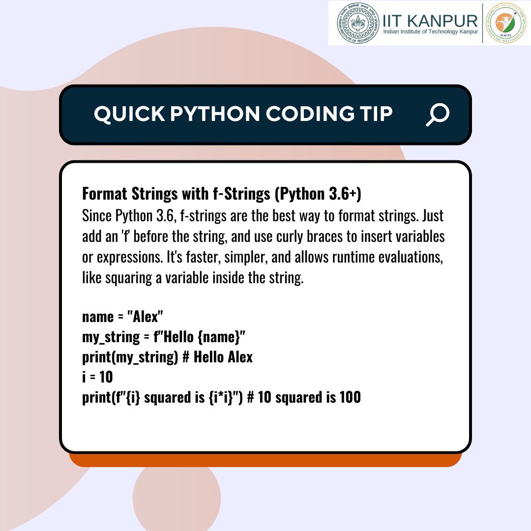 eicta_iitk's tweet image. Unlock Python potential with this quick coding tip! Enhance your skills and streamline your code.
#PythonTips #CodingPro #iitk
