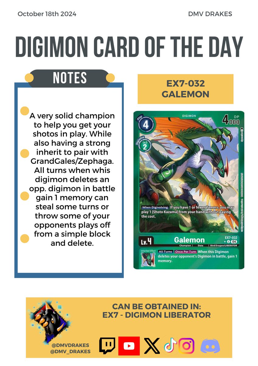 DMV_Drakes's tweet photo. Todays @digimon_tcg_EN Card of the Day
EX7-032 Galemon
#dmvdrakes #digimon #digimontcg #digimoncardgame #digimonliberator #ex7 #cotd #cardoftheday #galemon #DIGIMONLIBERATOR https://t.co/wNU7PilTJi