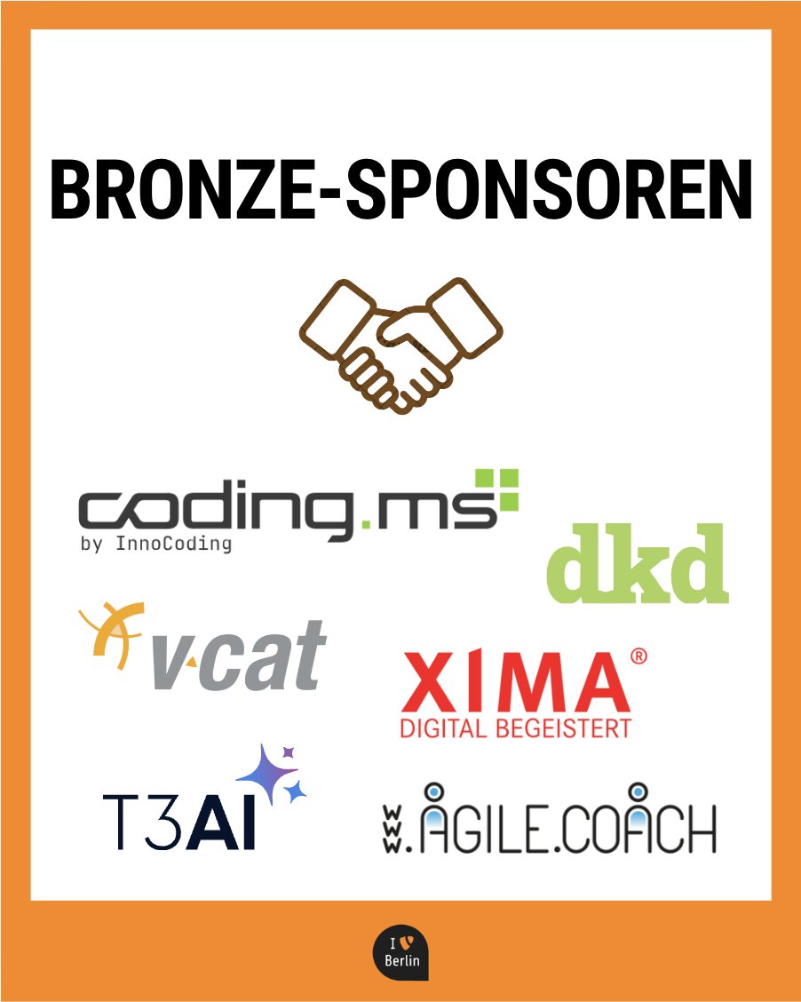 t3c_berlin's tweet image. Wir freuen uns, beim TYPO3 Camp Berlin 2024 auf die Unterstützung unserer Bronze-Sponsoren zählen zu können! 🙌 Ein großes Dankeschön an @codingms, T3AI, XIMA, @Coach_Agile, @dkd_de und @VCATConsulting. 🎉 #TYPO3CampBerlin #t3cb #communityspirit #typo3community