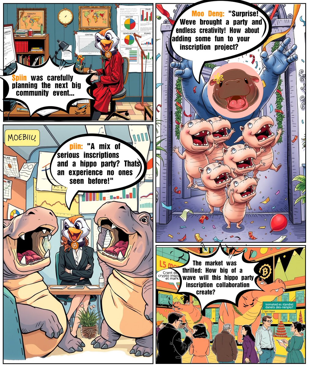 Metadoor_o's tweet image. 🎉Surprise! Piin is mixing serious inscriptions with an unstoppable hippo party! 🦛💥 The most unexpected collab is here, and the market can&apos;t wait to see the wave this new creativity brings. Will this party shake up the future of inscriptions? Stay tuned! #Piin #Inscriptions