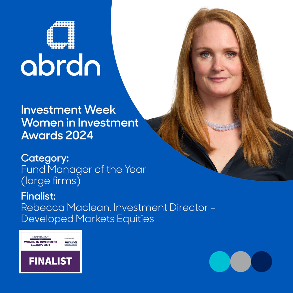 aberdeenTrusts's tweet image. We are proud to share that Rebecca Maclean has been nominated as a finalist in the &apos;Fund Manager of the year (large firms)&apos; category at the Woman in Investment Awards 2024. Find out more: ow.ly/xntz50TKyS6 #WIIA24