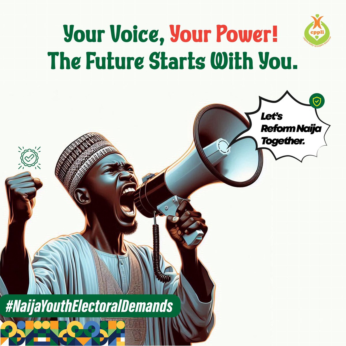Na you we dey wait for o! 💪 This week, remember say change no go happen unless we take action! 🎯
The future of our electoral system dey for our hands—your voice, your ideas, your vote. 🗳️ #NaijaYouthElectoralDemands