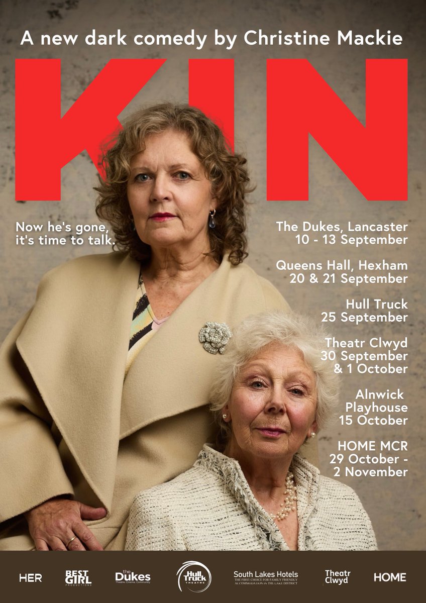 TOMORROW is the day we arrive in the beautiful <a href="/AlnPlayhouse/">Alnwick Playhouse</a> with #KIN by Christine Mackie

A gripping two-hander about two women, coming to terms (and truths) after losing the most important man in both their lives.

🎟 alnwickplayhouse.co.uk/event/kin/