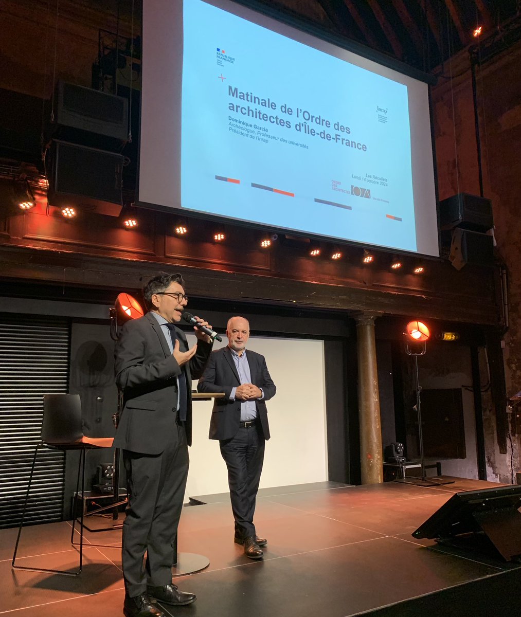 ait_inrap's tweet photo. En amont des @JNArchi, @GarciaDInrap, président de l’@Inrap, participait ce lundi 14 octobre à la #matinale organisée par les @architectes_idf.  

Au programme : les missions de l’#Inrap, le couple #archéologue / #architecte et l’Atlas Archéologique de la France. 

@MinistereCC https://t.co/ndrlxiRaFa